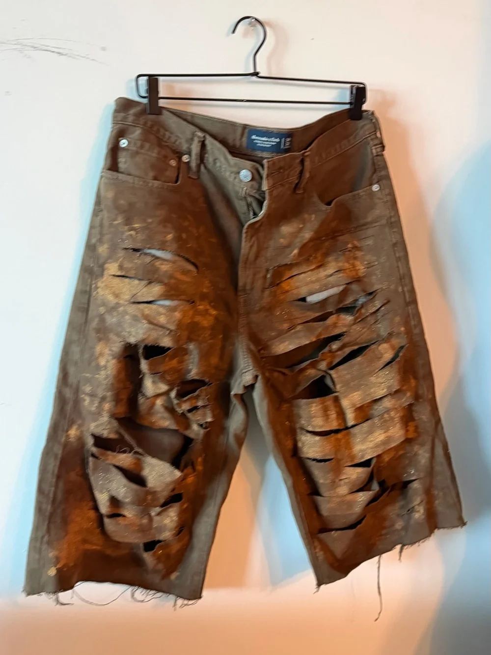 Abercrombie & Fitch Brown Distressed Jean Shorts with Ripped Detail